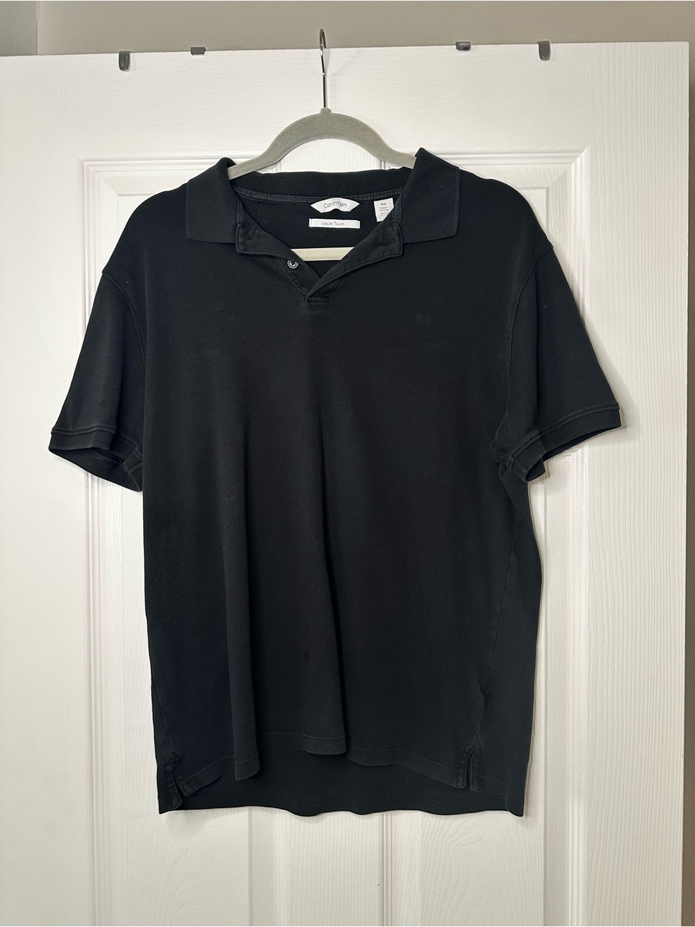 Calvin Klein Liquid Touch Black Cotton Polo Shirt Men’s Medium